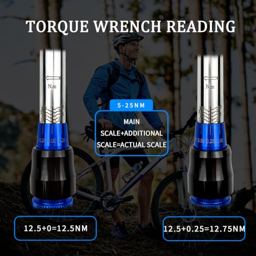 TYD 1/4 Inch Mini Click Torque Wrench, 5–25 Nm ±4% High Accuracy | 72-Tooth Reversible Ratchet, Click Torque Spanner for Bicycle, Motorcycle Fairing & Automotive Interior Precision Fastening