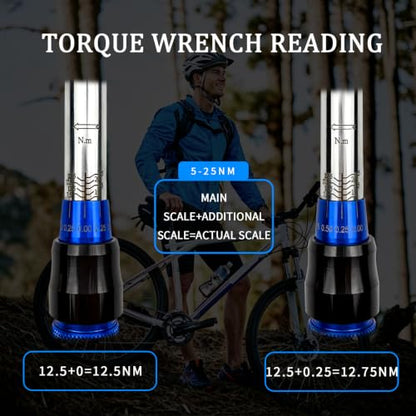 TYD 1/4 Inch Mini Click Torque Wrench, 5–25 Nm ±4% High Accuracy | 72-Tooth Reversible Ratchet, Click Torque Spanner for Bicycle, Motorcycle Fairing & Automotive Interior Precision Fastening