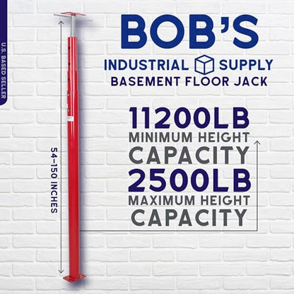 BISupply House Jacks for Leveling Crawlspace 1 Pack - 54-150 inch Adjustable Support Beam Basement Jack Post - Floor Lifting Joist Beam Brace for Cellar Ceiling - Screw Pole Jack - size: 54-150 Inch (1 PACK)