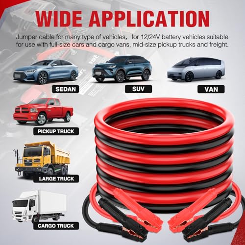 Nilight 1 Gauge 25FT 900A Car Battery Jumper Cables Kit | Heavy Duty Booster Jump Start Cable with Storage Bag for Jump Starting Dead or Weak Batteries for Pickup Truck RV Vans SUV - size: 1 Guage 25 FT