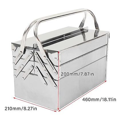Dioche Metal Cantilever Tool Box – 3-Layer Folding Stainless Steel Auto Maintenance Organizer, 5-Tray Portable Pit Toolbox (460) - size: 460