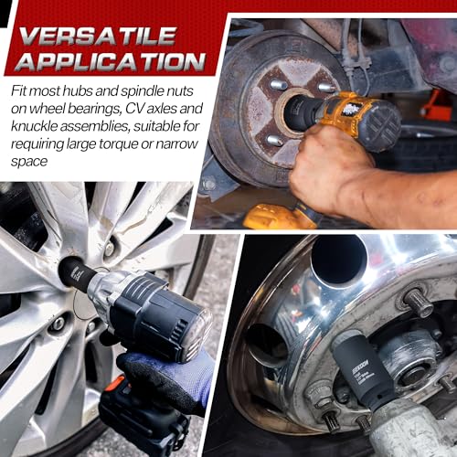 Feekoon Axle Nut Impact Socket, 30mm, 12 Point, 1/2 Inch Drive, CR MO, Spindle Nut Socket for Removing Axle Shaft Nuts, Universal Fit Nuts Remover, Deep Well Hub Release Tool for Impact Wrench