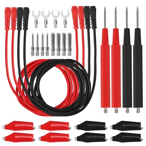 DIANN 2 Sets 16 in 1 Multimeter Test Leads Kit Digital Probes & Leads Set with Replaceable Testing Pen Test Hook Alligator Clips Banana Plug Measurement Tools for Electrical Power Experiments
