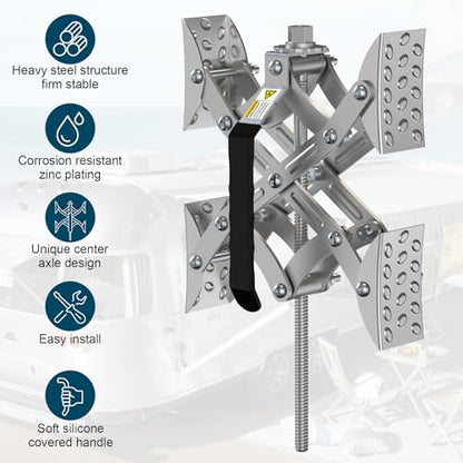 RV X Chocks Wheel Stabilizer for Travel Trailers, 2 Pack RV X-Shaped Wheel Chocks Open 2'' to 10'', Camper RV Tire Chock Stabilizers Locking Chock with Wrench for Travel Trailer Accessories