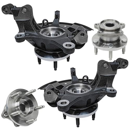 Detroit Axle - AWD Front 4pc Steering Knuckles Kit for 07-10 Ford Edge Lincoln MKX, Steering Knuckles & Wheel Bearing Hubs Rear Wheel Bearing and Hubs 2007 2008 2009 2010 Replacement - size: 4UW50469/Kit
