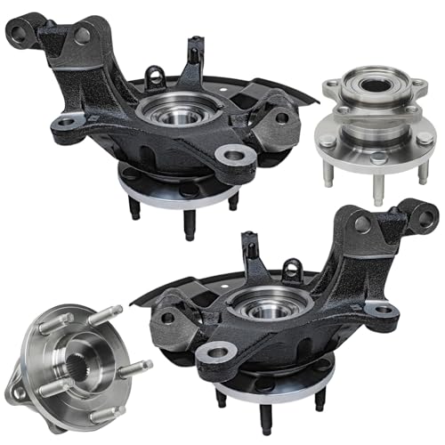 Detroit Axle - AWD Front 4pc Steering Knuckles Kit for 07-10 Ford Edge Lincoln MKX, Steering Knuckles & Wheel Bearing Hubs Rear Wheel Bearing and Hubs 2007 2008 2009 2010 Replacement - size: 4UW50469/Kit