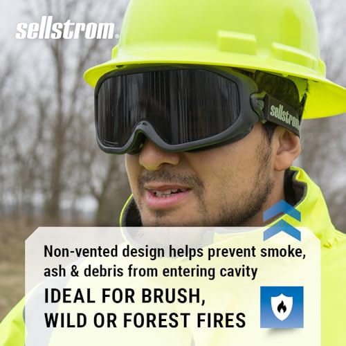 Sellstrom Odyssey II Wildland Fire Safety Goggles - Anti-Fog, Anti-Scratch Eye Protection Goggles for Men & Women - FR Strap, fits over Glasses, ANSI Z87.1 - style: Smoke Lens