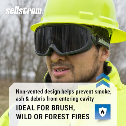Sellstrom Odyssey II Wildland Fire Safety Goggles - Anti-Fog, Anti-Scratch Eye Protection Goggles for Men & Women - FR Strap, fits over Glasses, ANSI Z87.1 - style: Smoke Lens