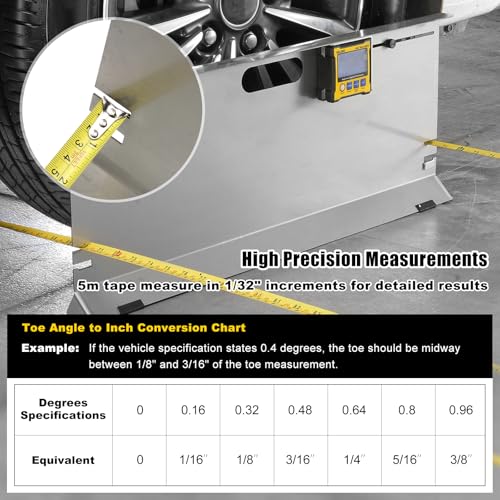 RULLINE Stainless Steel Wheel Alignment Tool Plates, 2-Pack Toe Alignment Tool with Tape Measures, Magnetic Slots, and Hanging Holes for Easy Storage - Suitable for Cars, Trucks, SUVs, and Vehicles