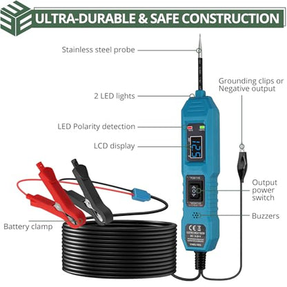 EYPINS Automotive Power Circuit Probe Tester - Pro DC 6V 12 V 36V Automotive Circuit Breaker Finder,Voltage/Continuity/Short/Open Circuit Detection Multifunctional with Test Light