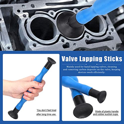 Glarks 5Pcs Universal Valve Spring Compressor with 3.5" to 9" Capacity and Valve Lapper Kit, 1Pc Small Engine Valve Spring Removal Tool with 2Pcs Valve Lapping Tool and 2Pcs Replaceable Clamps