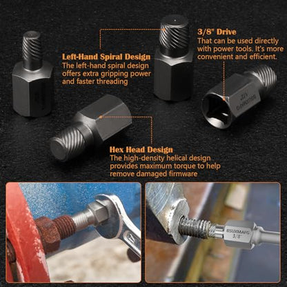 36Pcs Bolt Extractor Set and Spiral Screw Extractors, 2-in-1 Multi-Spline Screw Extractors, Stripped Screw Remover for Damaged, Frozen, Studs, Rusted, Rounded-Off Bolts, Nuts & Screws - size: 36 Pieces