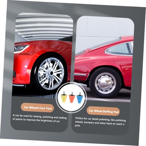3pcs Car Wheel Polishing Cone Buffing Pads Set Auto Wheel Polishing Sponge for Drill Buffing and Car Maintenance