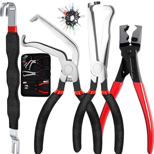 5 Pcs Electrical Disconnect Pliers and Cars Terminal Pin Removal Tool Kit, 37960/37980/13120/ Collar Hose Clamp Pliers Set for Automotive Electric Wire Plug Separatorl - size: 5Pcs Connector Disconnect Pliers Kit