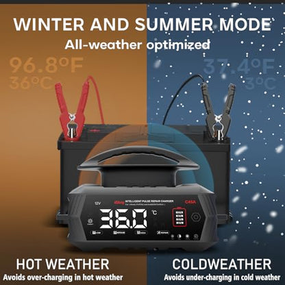 45Amp: 6/12/24V Smart Battery Charger – Automatic Maintainer, Trickle Charger & Desulfator with Overcharge Protection & Temperature Compensation – for Lead-Acid & Lithium & LiFePO4 Batteries