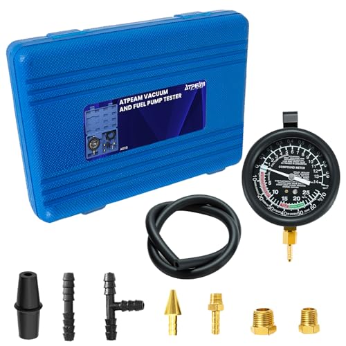 ATPEAM Vacuum and Fuel Pump Tester Gauge Kit, Fuel Pump Pressure Carburetor Intake Manifold Vacuum Test