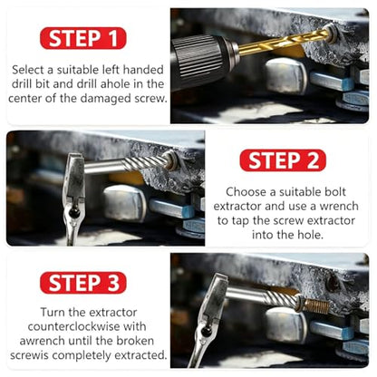 14 Pcs Screw Extractor Set with Left Hand Drill Bits, Heavy Duty Easy Out Broken Bolt Remover Kit, Reverse Cobalt HSS Steel for Stripped Screws, Damaged Bolts & Rusted Fasteners