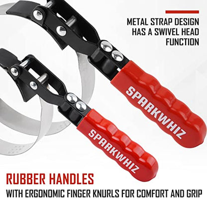 SPARKWHIZ Oil Filter Wrench Set, Oil Filter Removal Tool 2-3/4" - 5-1/4", 9" & 12" Adjustable Oil Filter Pliers, Adjustable 3-Jaw Oil Filter Wrench, 7pcs