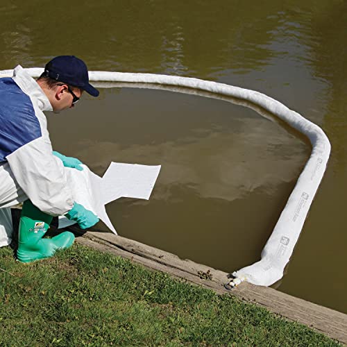 PIG Oil Boom - Oil-Only Absorbent Boom - 4 Pack - 3" x 20' Boom - Absorbs up to 4 gallons per Boom - BOM407 - size: 3" x 20'