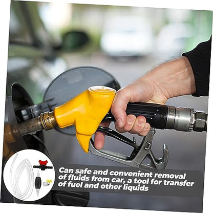 Manual Siphon Hand Pump with Transparent PVC Hose Clamps and Switch Valve for Fuel Oil Water Transfer and Easy to Use Pump Kit for Automotive and Fish Tank Liquid Flow