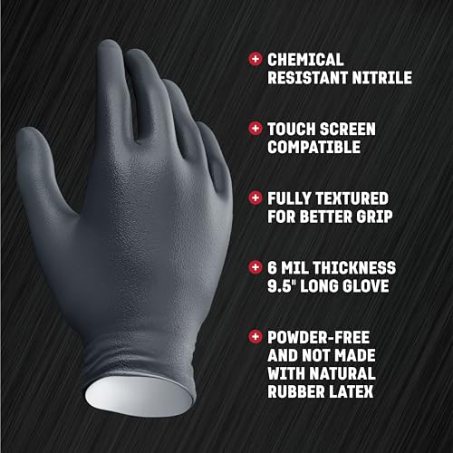 Venom Steel - VEN6144N Nitrile Gloves,Rip Resistant Disposable Latex Free Black Gloves,2 Layer-Gloves,6 mil Thick,X-Large,(Pack of 1000) - size: X-Large (Pack of 1000)