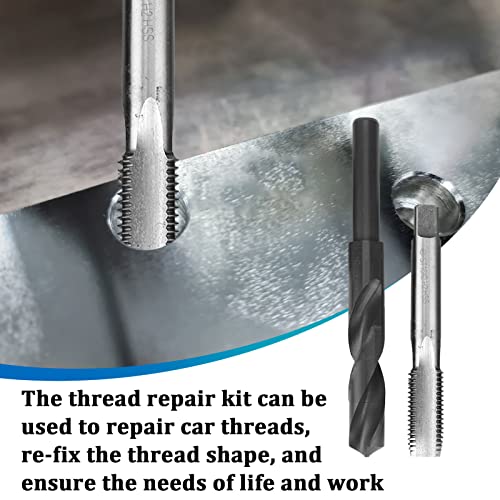 Metric Inserts Kits Thread Repair Tool Kit, M16x2 Thread Repair Kit Stainless Steel Twisted Drill Tap Wrench Threaded, Threaded Insert Tap Insertion Tool for Damaged Thread Repair