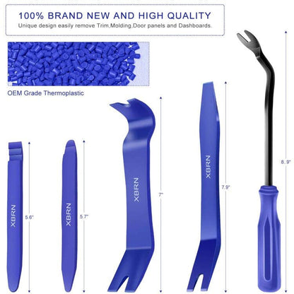 XBRN Auto Trim Removal Tool Kit,13 Pcs Car Panel Door Window Tools Kit,Auto Clip Fastener Remover Pry Tool Set Blue