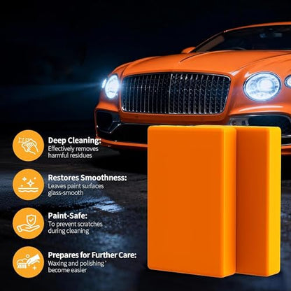 Heavy Duty Auto Detailing Clay Bar Kit with Clay Luber Synthetic Lubricant - 4 Clay Bars, 10 Pack Lubricant Tablets, Spray Bottle & Microfiber Towel for Car Paint Cleaning