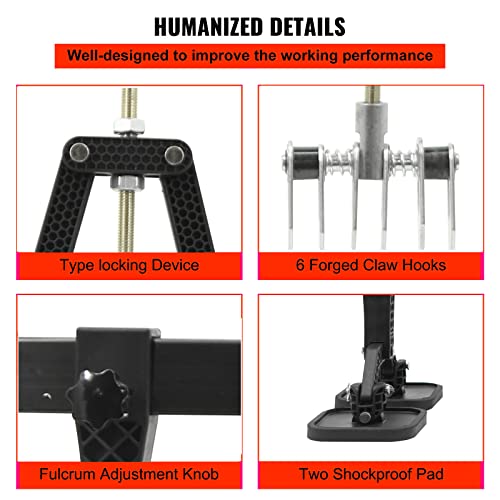 870mm Four-Legged Car Dent Pull Lever Bar Kit 6 Claw Hook Puller Rings Aluminum Auto Body (Black) - color: Black