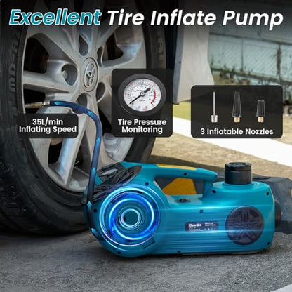 Seesii Electric Car Jack Kit,5 Ton 12V Car Jack Hydraulic with Electric Impact Wrench and Tire Inflator