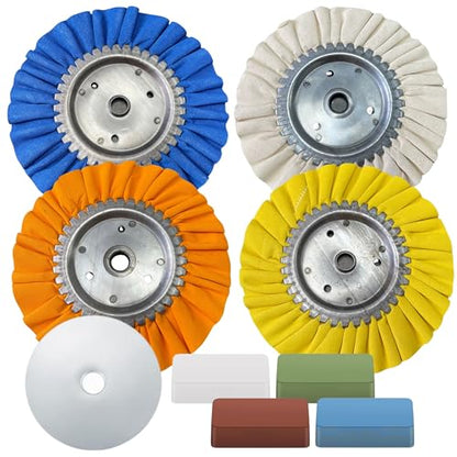 8 Pack Aluminum Polishing Kit - 8 Inch Buffing Wheel Rake for Angle Grinder Metal Polishing Wheel for Mirror Finish Aluminum Buffing Wheel Kit and Polishing Compound