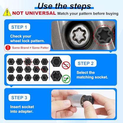 Gickbussu 22PCS Locking Lug Nut Key Set for VW Audi | Anti-Theft Wheel Lock Removal Kit, Covers 521-540 Patterns, Adapter & Punch Included, for Mechanics and DIY