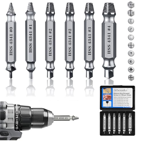 6Pcs Screw Extractor Set – Bolt Remover for Stripped & Rusty Screws | HSS 4341 Steel, 63 HRC Hardness, Fits 3-12mm, Easy 2-Step Use, Durable Case Included, for Mechanics & DIY, Silver - color: Silver