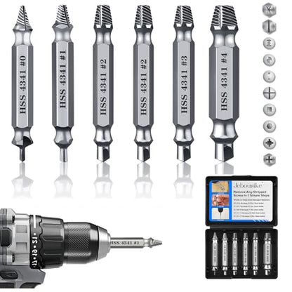 6Pcs Screw Extractor Set – Bolt Remover for Stripped & Rusty Screws | HSS 4341 Steel, 63 HRC Hardness, Fits 3-12mm, Easy 2-Step Use, Durable Case Included, for Mechanics & DIY, Silver - color: Silver
