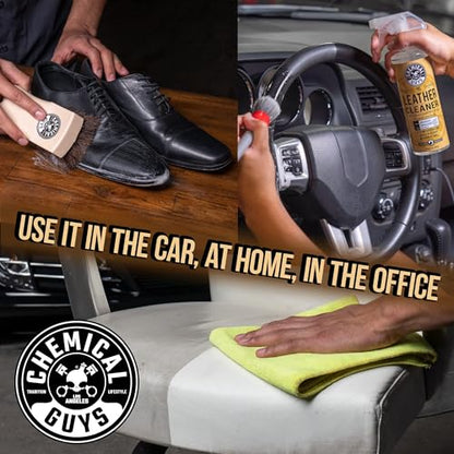 Chemical Guys, Leather Cleaner & Conditioner Kit, Travel Size, 2 x 4 oz | Two-step kit cleans then conditions seats, bags and boots, pH-balanced for natural and sealed leather - style: 4 Fl Oz KIT