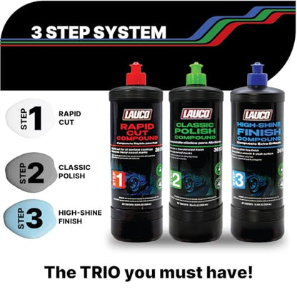 LAUCO Step 3 High Shine Finish Compound – 32oz, Professional Ultrafine Polish for Automotive Paint, Silicone-Free, Clear Coat Safe Finishing Compound for Deep Gloss and Swirl-Free Reflection - style: Step3–32oz