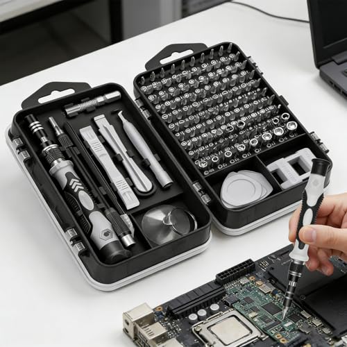115-in-1 Precision Screwdriver Sets, Multiple Repair Tool Kit with Cluch Head and Bits Non Slip Handle and Tweezers for Electronics, Watch, Glasses, Automotive Maintenance, Gray - color: Gray