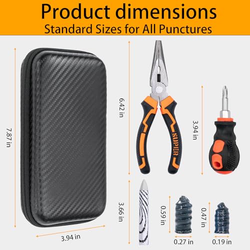 100PCS Tire Repair Kit, No Tire Removal Needed, Heavy Duty Tire Plug Kit with Tire Patch, Screwdriver & Pliers, Portable Tubeless Tire Repair Tool Set for Car, Truck, Motorcycle, SUV