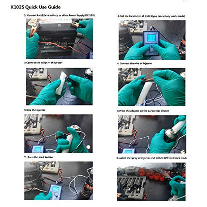 Fuel Injector Tester and Cleaner, Professional K102S Fuel Injector Tester, Automotive Gasoline Injector Testers DC12V 1~50 Hz Diagnostic Tool - color: Blue-102s