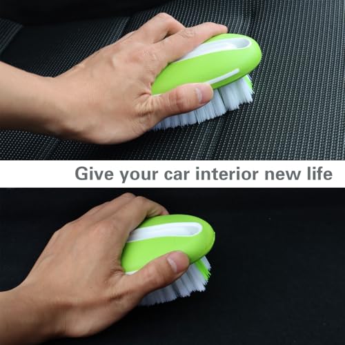 Carpet Cleaning Brush & Upholstery Brush Set, Hard Bristle Carpet Scrub Brush, Rug Brush, Couch Cleaner Brush, Fabric/Leather Detail Brush for Car, Home & Outdoor Furniture (Green) - color: Green