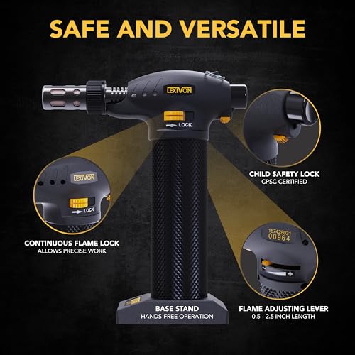 LEXIVON Butane Torch Multi-Function Kit | Premium Self-Igniting Soldering Station with Adjustable Flame | Pro Grade 125-Watt Equivalent (LX-771)