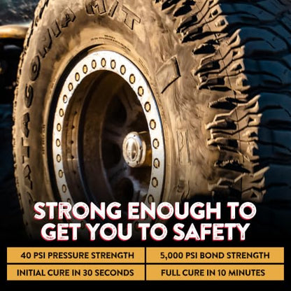 GlueTread Sidewall Tire Repair Kit - Off-Road Tire Patch Kit for ATV and UTV Tires - Large Rubber Patch & Adhesive Glue - Heavy Duty - For Sidewall Damage Repair