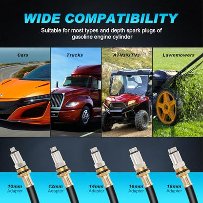 Nilight Engine Compression Tester Kit, 11 PCS with Spark Plug Tester, Automotive Cylinder Pressure Gauge Tool Set for Gasoline Engines - color: 11pcs