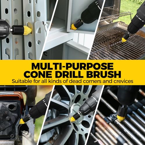 Holikme 6pcs Drill Brush Set for Home Cleaning - Grout and Tight Spaces | 3/4”W Drill Brush Attachment Set, corner brush, detail brush, grout, tile, shower and tub cleaning