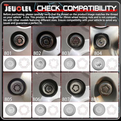 806 Wheel Locking Nut Key for Jeep Renegade Wrangler Cherokee Dodge Journey 2016-2020, 29mm Lock Bolt Inner Dia Anti-Theft Lug Nut Removal Tool - size: 806