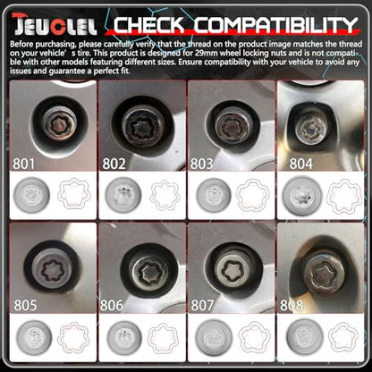 801 Wheel Locking Nut Key for Jeep Renegade Wrangler Cherokee Dodge Journey 2016-2020, 29mm Lock Bolt Inner Dia Anti-Theft Lug Nut Removal Tool - size: 801