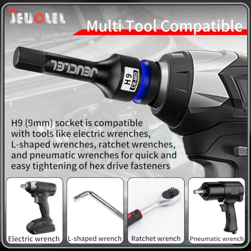 9mm Hex Impact Bit Socket, H9 1/2" Drive Allen Socket, Cr-Mo Steel | 3-Inch, Lengthen Hex Screwdriver Adapter for Electric Ratchet Wrenches Fastening Screws, Socket Wrench, Head Drill - size: 1PC | H9 9MM