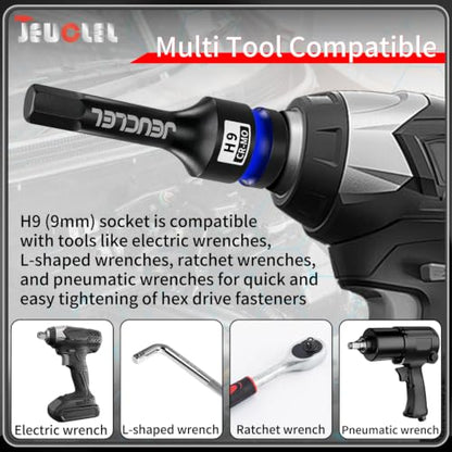 9mm Hex Impact Bit Socket, H9 1/2" Drive Allen Socket, Cr-Mo Steel | 3-Inch, Lengthen Hex Screwdriver Adapter for Electric Ratchet Wrenches Fastening Screws, Socket Wrench, Head Drill - size: 1PC | H9 9MM