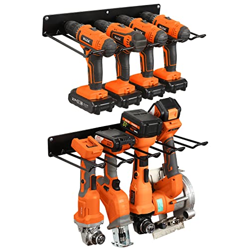 UU-Major Drill Holder Wall Mount,Power Tool Organizer,Heavy Duty Garage Tool Organizers and Storage,2 Pack Power Tool Storgae Racks Set Solid Metal Black… - style: 2 rack