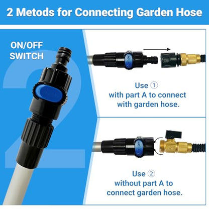 72" Long Handle Car Wash Brush with Hose Attachment, Flow-Through Soft Bristle Five-Sided Brush - style: 72" Car Wash Brush